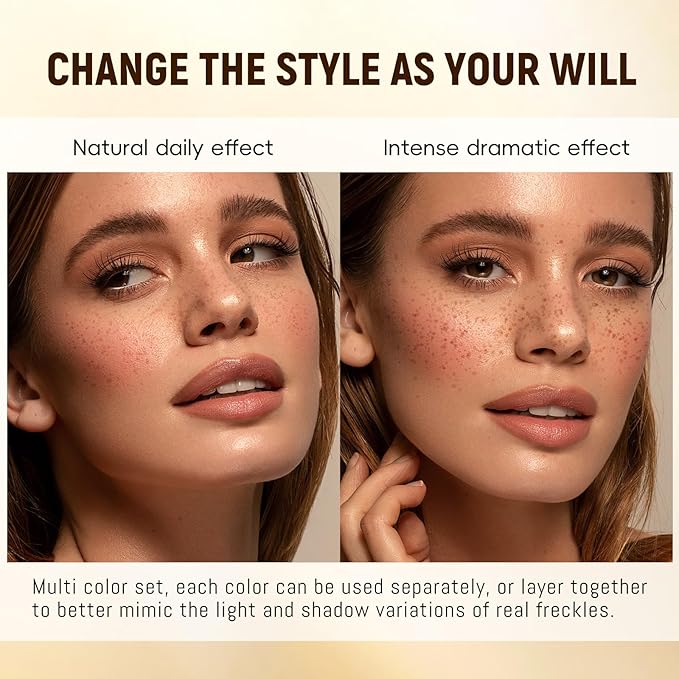 3pcs Faux Freckle Stamp Pen, Liquid Fake Freckles Stain Tattoo Marker Waterproof Long Lasting for Natural Sunkissed Makeup for Women Girl -3 Colors Brown-FemmiqueWomen