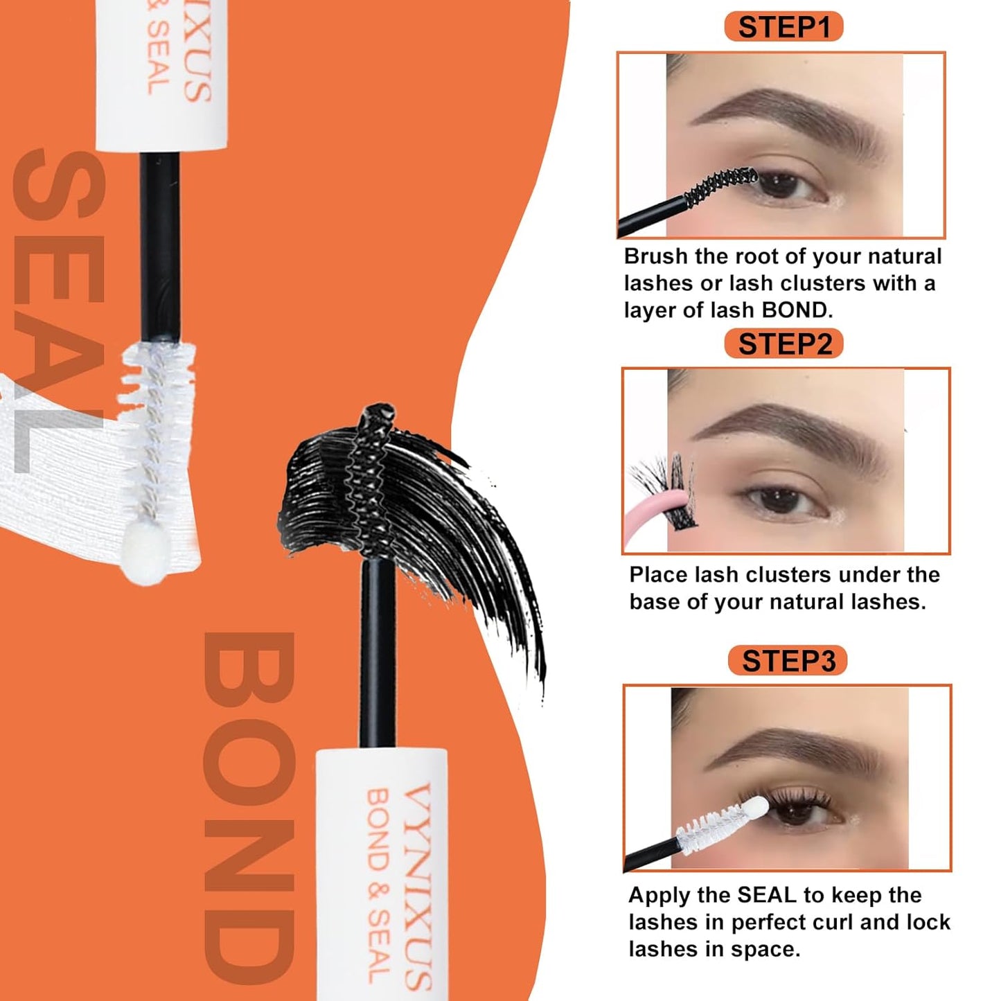 Lash Bond and Seal Waterproof 3-IN-1 Lash Remover for Lash Extensions Lash Glue for Eyelash Clusters DIY Eyelash Extension Remover Lash Cluster Glue Kit Eyelash Remover 15ml (Black)-FemmiqueWomen