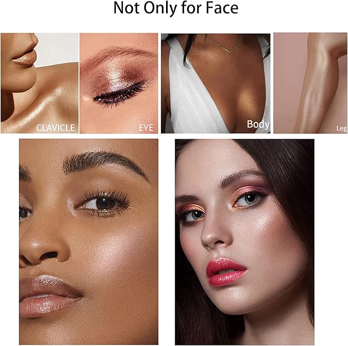 3 Color Polvo De Hadas, Body Glitter Highlighter Powder Fairy Stick for Makeup Shimmer and Shine High Gloss Blush Contour Powder Makeup - Sparkle Patting for Hair Face Eyes Body-FemmiqueWomen