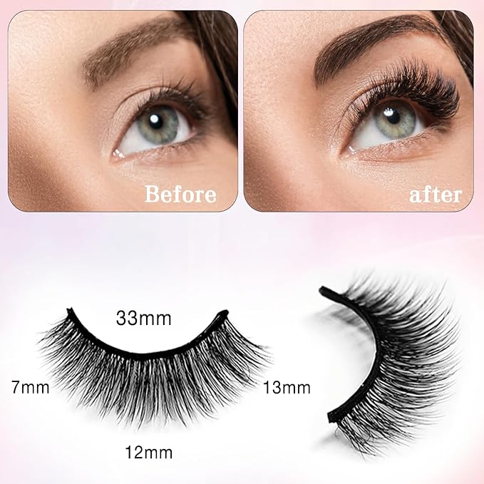 Self Adhesive Eyelashes Natural Look False Eyelashes Reusable Self Stick Lashes, No Glue Needed, 5 Pairs Long-FemmiqueWomen