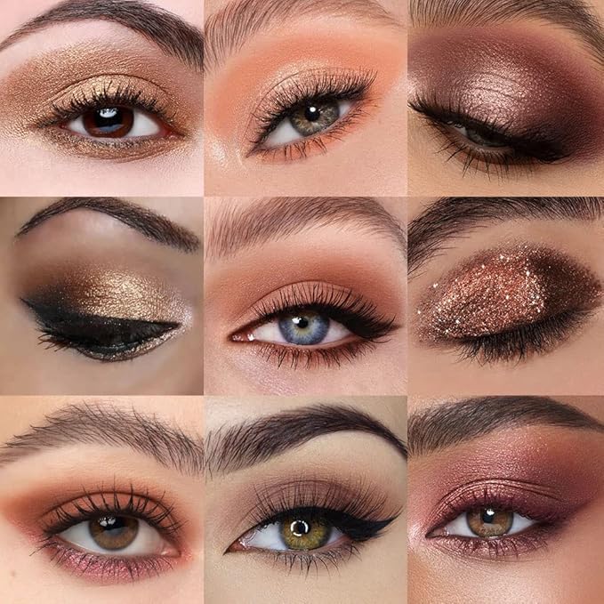 16 Girds Colorful Matte Shimmer Eyeshadow Palette for Eye Makeup,High Pigmented Eye Shadow Primers Powder Palet de sombras de ojos-Glitter Nude#-FemmiqueWomen