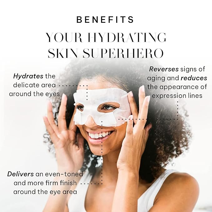Joanna Vargas Bright Eye Hydrating Mask. Concentrated Ultra-Luxe Bamboo Hydration Sheet Masks Target Dark Circles, Expression Lines and Skin Tone. 5 Sheets (0.35 oz/sheet)-FemmiqueWomen