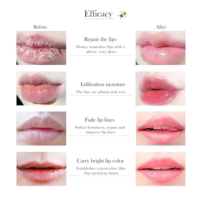 2Pcs Honey Strawberry Lip Balm Honey Pot, Strawberry Lip Sleeping Mask, Overnight Lip Sleeping Mask, Honey Balm Lip Balm Pot, Honey Lip Mask Nourish Lip Scrubs Exfoliator Honey/Strawberry-FemmiqueWomen