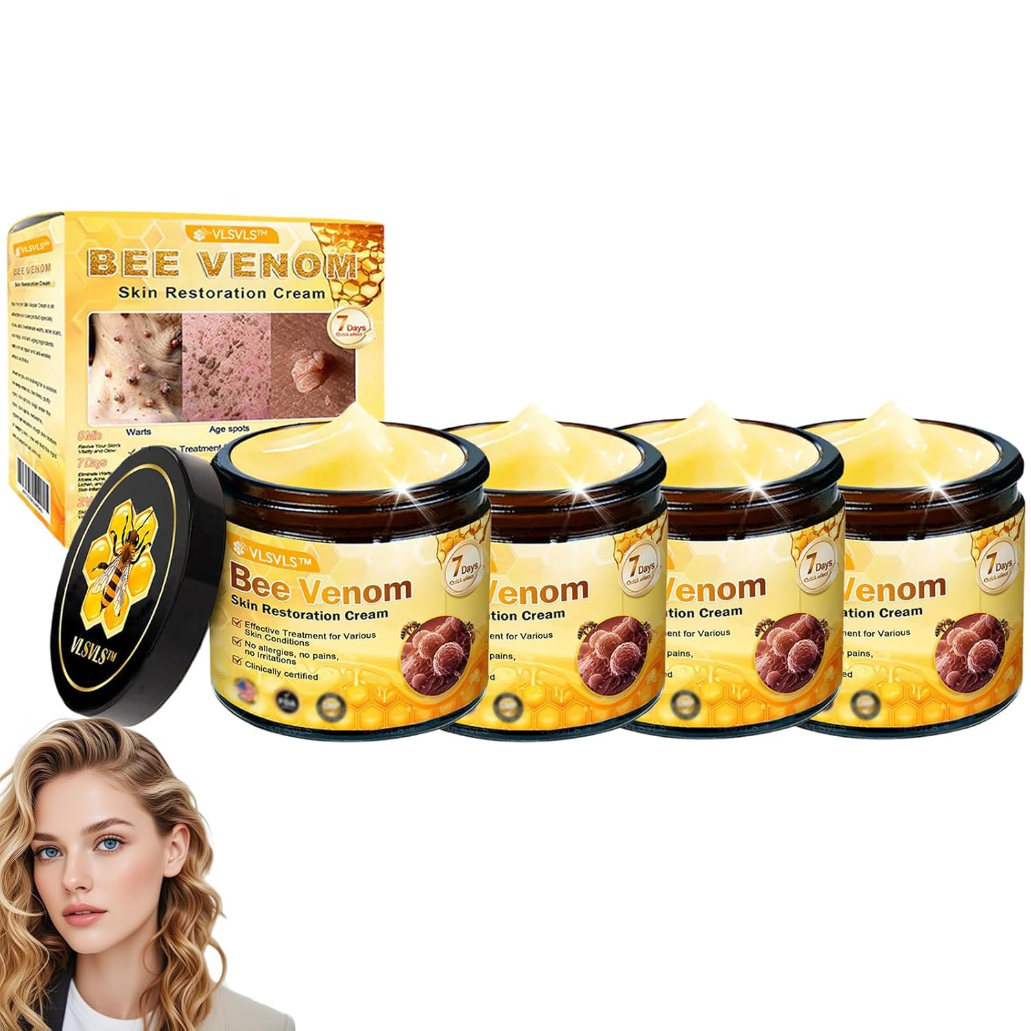 LipMaps Bee Venom skin Restoration Cream,Bee Venom Skin Treatment Cream,Deeply Moisturizing and Firming for All skin Types (4PCS)-FemmiqueWomen