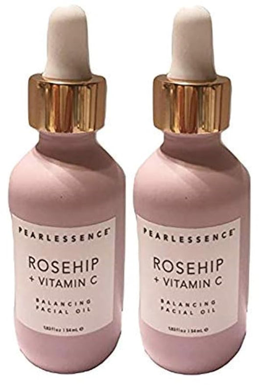 Pearlessence Rosehip Balancing Facial Oil + Rosehip Fruit Oil & Vitamin C - Daily Hydration to Balance & Revive Skin | Adds Moisture to Dry Skin | Made in USA & Cruelty Free (1.83 fl oz each, 2 Pack)-FemmiqueWomen