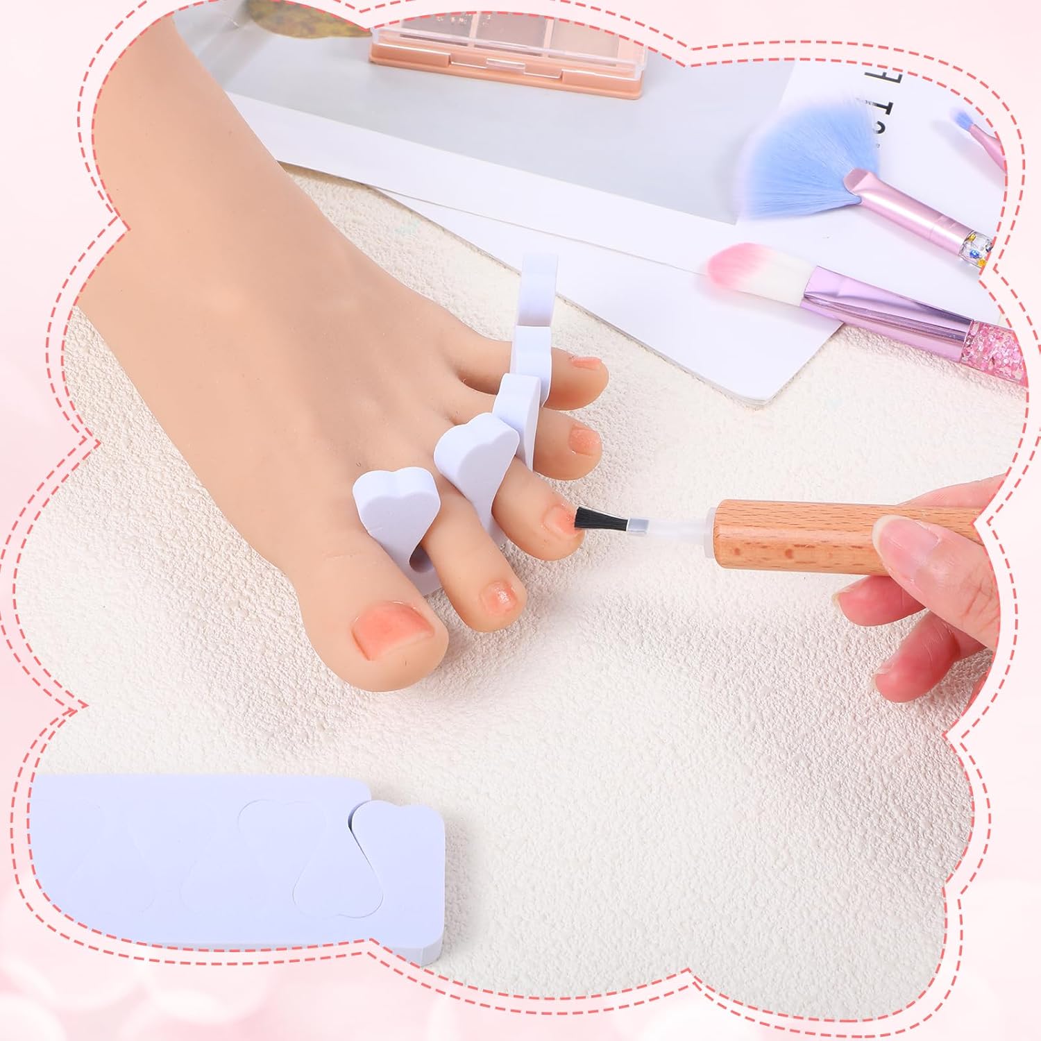 300 Pcs Toe Separators for Nail Polish Bulk Toe Separator Pedicure Correct Foot for Men Women Nail Polish Comfy Soft Pedicure Supplies(White)-FemmiqueWomen