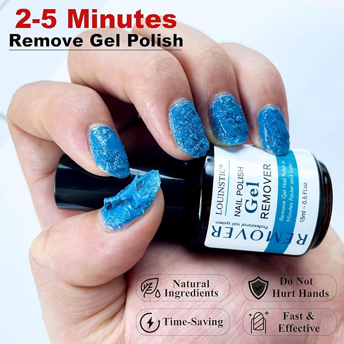 2PCs Gel Nail Polish Remover - 30ML,Fast & Easy, with Roller Cuticle Oil, No Need to Wrap and Soak, Remove Gel Polish in 2-5 Minutes at Home, No Damage to Nails, with Cuticle Pusher Tool,Nail File-FemmiqueWomen