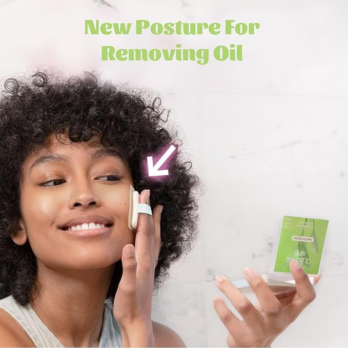 Oil Blotting Sheets for Face, Blotting Paper For Oily Skin Green Tea 100 sheets with Portable Mirror Case & Makeup Puff, Oil Absorbing Sheets For Face-FemmiqueWomen