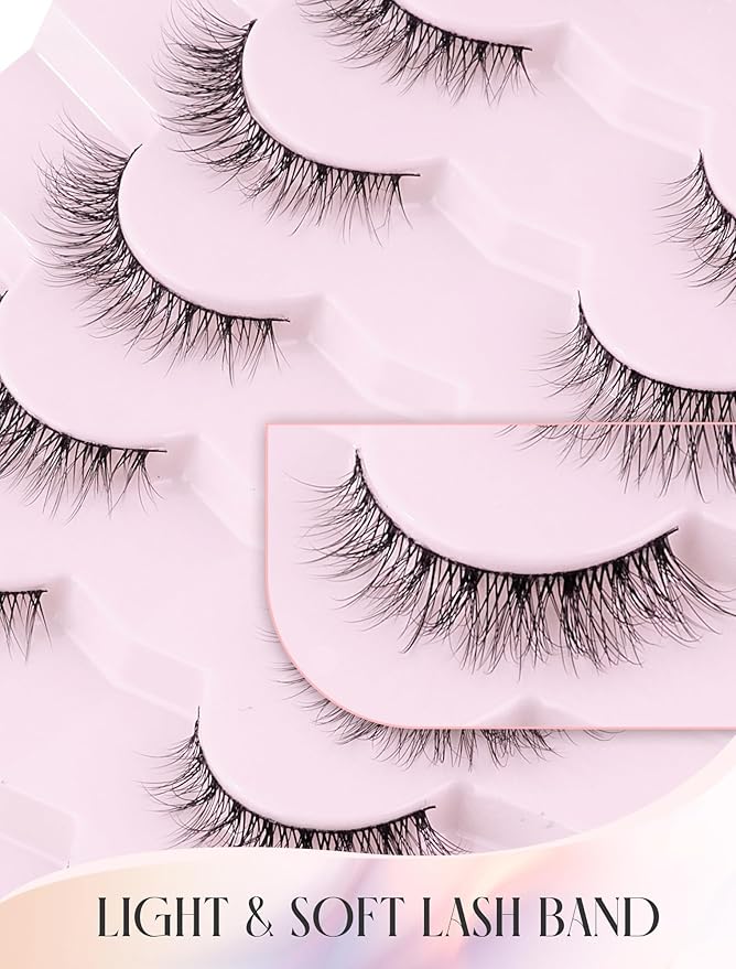 Natural Lashes Mink Natural Eyelashes False Eyelashes Natural Look False Lashes Wispy Eye Lashes Cat Eyelashes Fake Lashes UK222-FemmiqueWomen