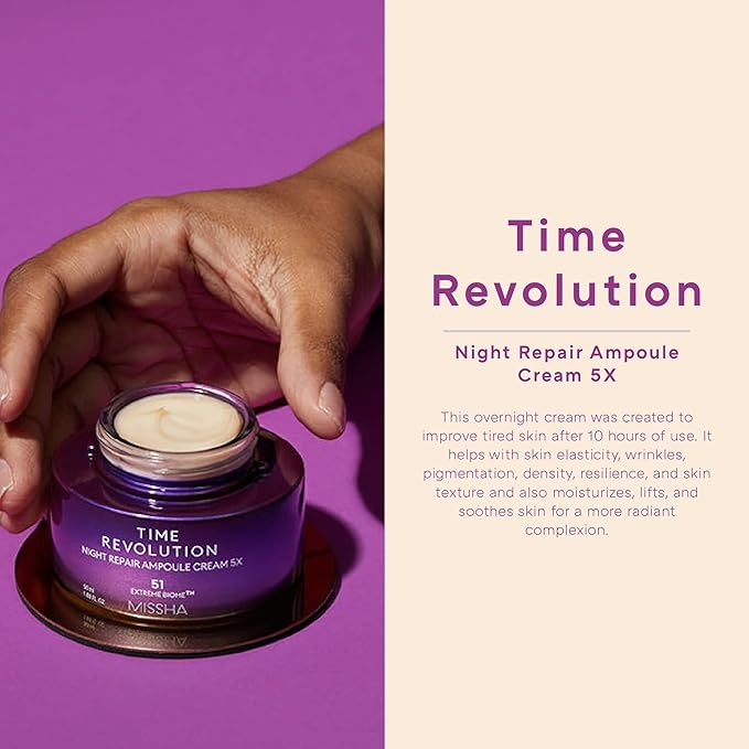 MISSHA Time Revolution Night Repair Ampoule Cream (5th Gen) 1.69 Fl Oz - Triple Fermented Deep-Sleep Night Cream - Overnight Care for Enhanced Radiance, Korean Skincare-FemmiqueWomen