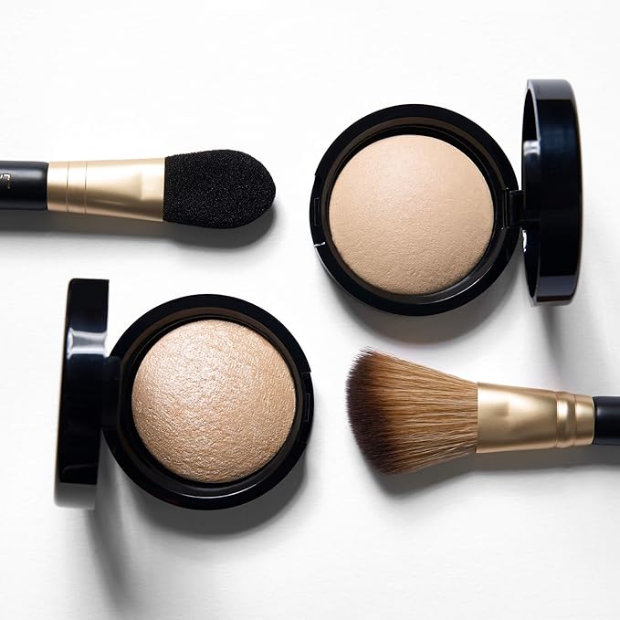 LAURA GELLER NEW YORK Dual-Ended Highlighter Brush - Multipurpose Makeup Brush for Highlighter, Blush, Bronzer and More - Includes Dual-Fiber Vegan Bristles and Satin Paddle for Flawless Application-FemmiqueWomen