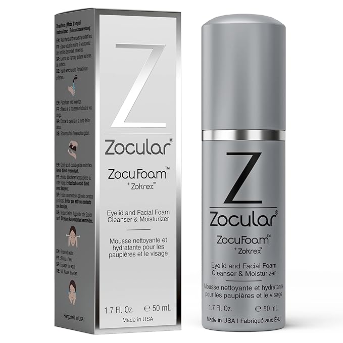 ZocuFoam Eyelid Cleanser - Foaming Eyelid Scrub - Natural pH Balanced Solution - 1.7 FL OZ (50mL)-FemmiqueWomen