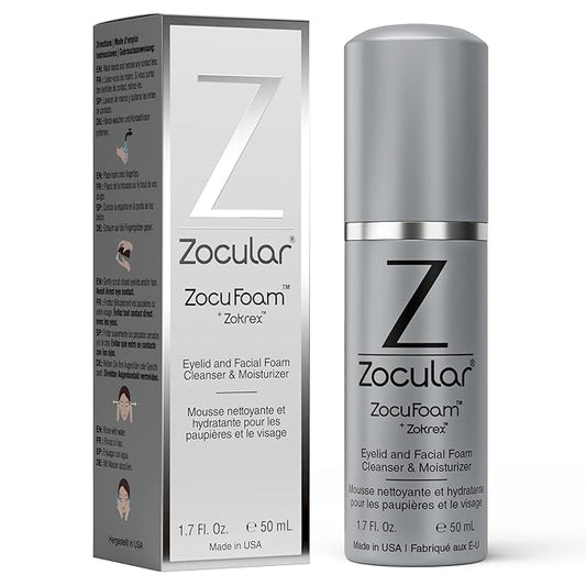 ZocuFoam Eyelid Cleanser - Foaming Eyelid Scrub - Natural pH Balanced Solution - 1.7 FL OZ (50mL)-FemmiqueWomen