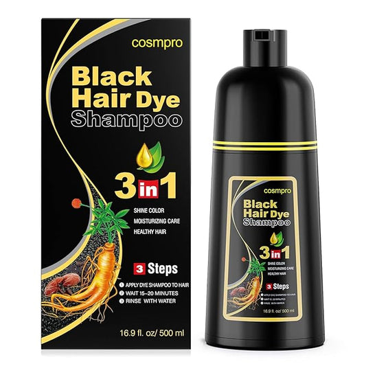 Black Hair Dye Shampoo 3 in 1 for Women/Men for Gray Coverage Instant Hair Color Shampoo Semi Permanent Champu Para Cana-FemmiqueWomen
