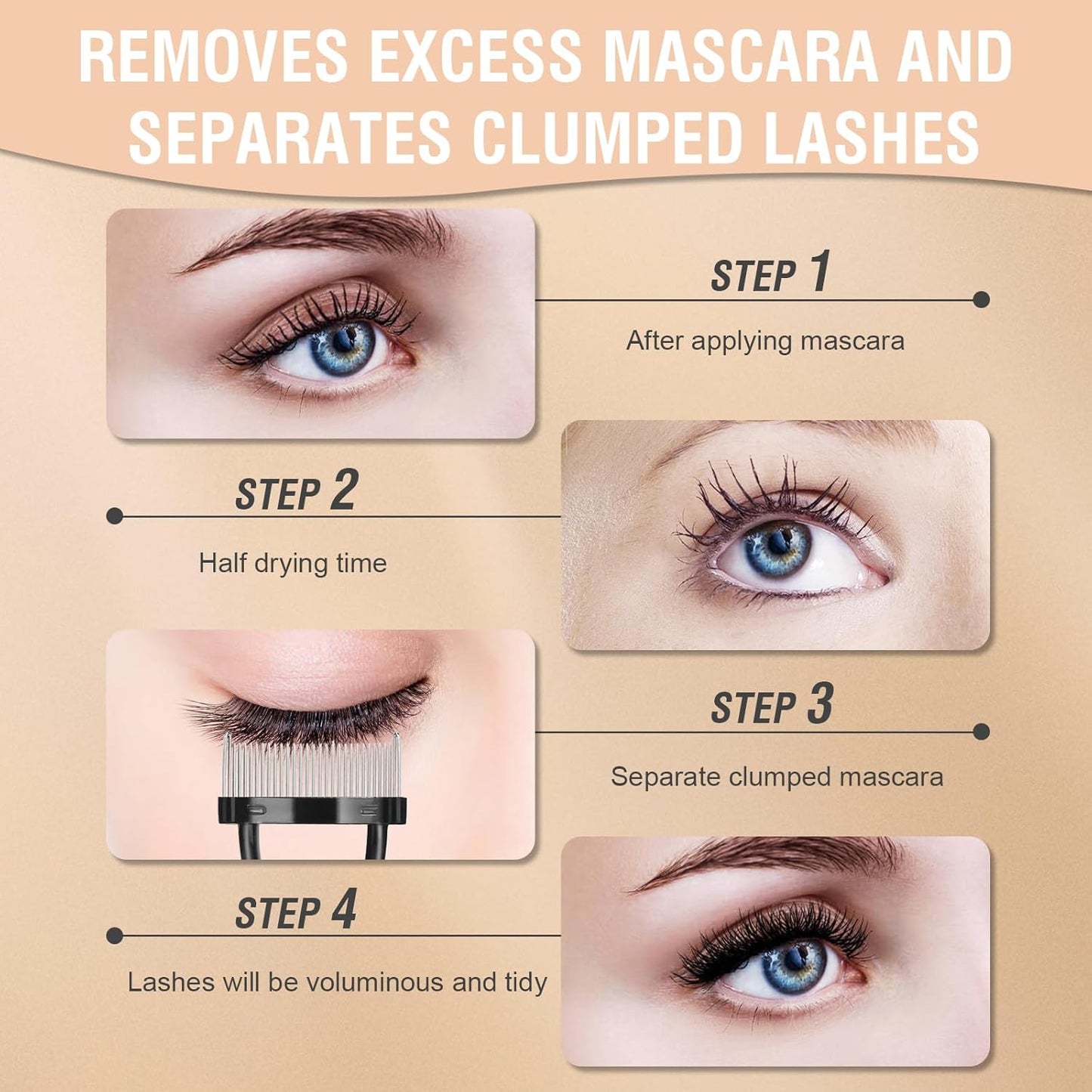 3PCS Eyelash Comb Lash Separator Brow Brush & Eyebrow Spoolie for Removes Clump Mascara-FemmiqueWomen