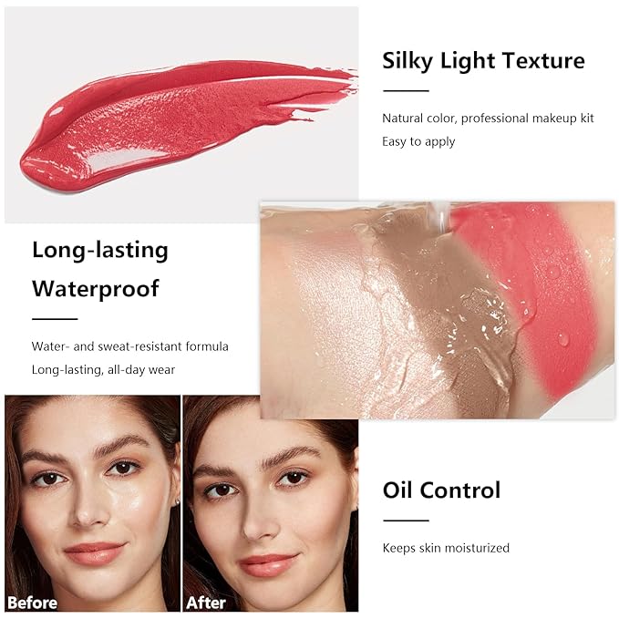 3 Pcs Contour Stick, Highlighter Stick, Blush Stick, Cream Contour Kit with Contour Brush, Create Face Contour, Non-greasy, Waterproof Long-lasting Effect for Women (2+5+6,LIGHT MEDIUM)-FemmiqueWomen