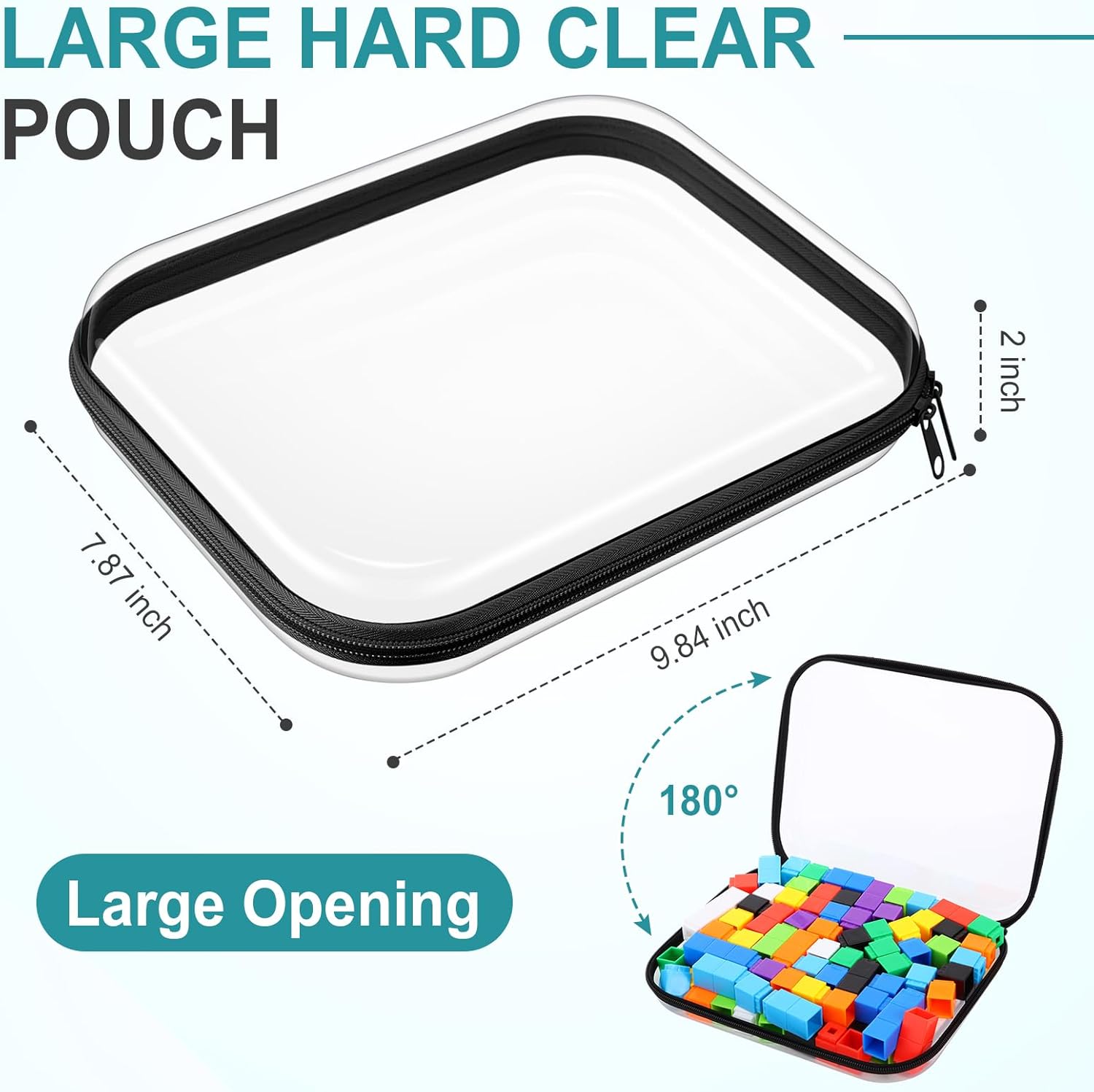 Sanwuta 6 Pcs Clear Hard Zipper Case Pencil Pouches Hard Plastic Zipper Pouches Makeup Bag Transparent Cases for Snacks Plastic Storage Organizer Box for Travel(Black,9.84 x 7.87 x 2 Inch)-FemmiqueWomen