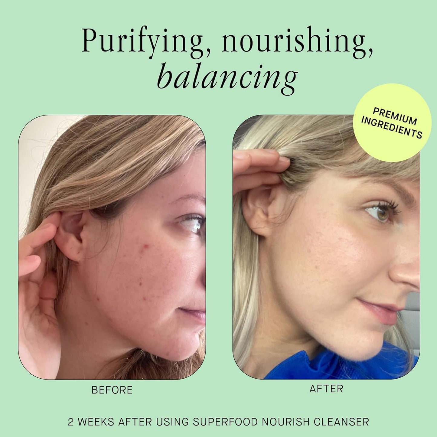 Brandefy Superfood Face Wash, Gentle & pH Balanced Cleanser w/Kale, Green Tea, Spinach, Vitamin C, E, K2- Softens & Nourishes Skin, Organic Facial Cleanser for All Skin Types (8 Fl Oz)-FemmiqueWomen