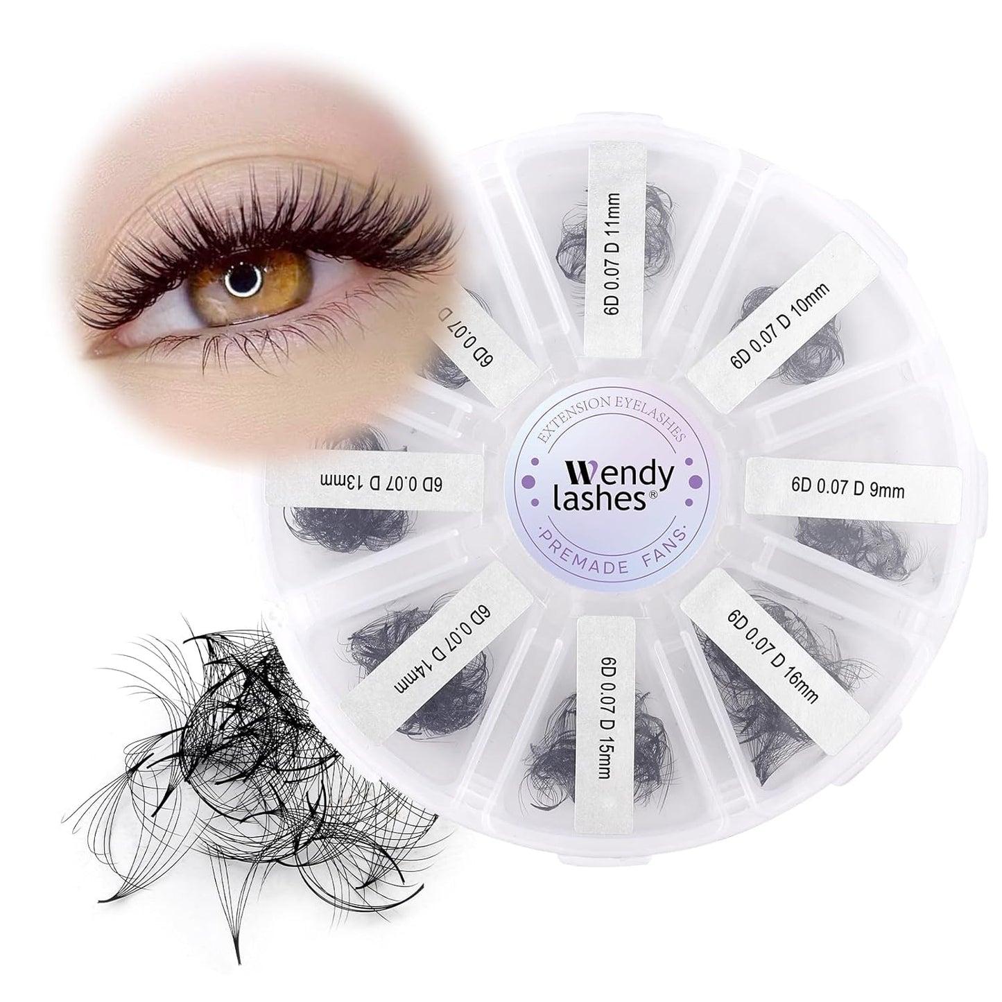 Pre-made Fans Eyelash Extension 500+6D Loose Volume Fans D Curl Premade Volume Fans 9-16mm-FemmiqueWomen