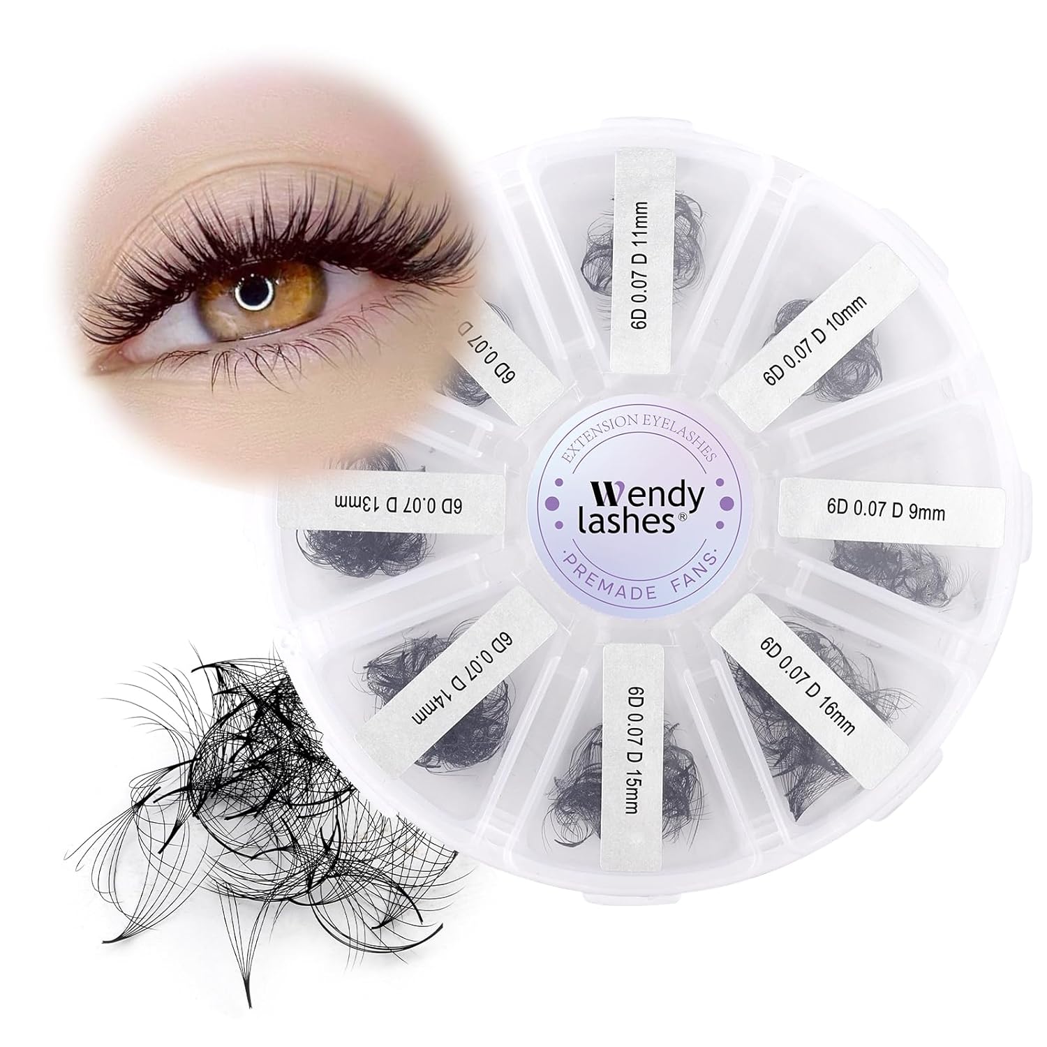 Pre-made Fans Eyelash Extension 500+6D Loose Volume Fans D Curl Premade Volume Fans 9-16mm-FemmiqueWomen