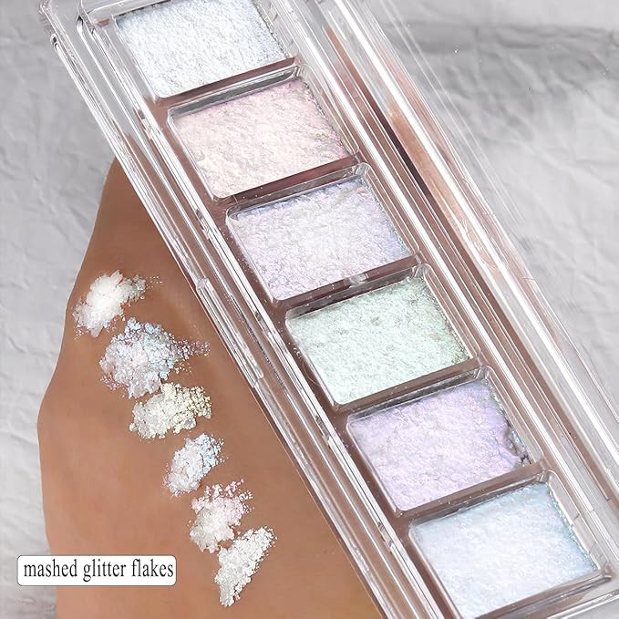 Iridescent Nail Glitter Set, 6 Colors Mud Texture Aurora Chrome Powder, Pink Blue Pearlescent Glitter, Chameleon Nail Flakes Gold Leaf, Holographic Manicure Decor-FemmiqueWomen