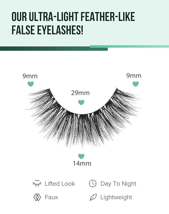 Lashes Wispy False Eyelashes Natural Look Fluffy Mink Lashes Doll Eyelashes Thick Faux Mink Eyelashes C Curl Fake Lashes 14MM 7 Pairs-FemmiqueWomen