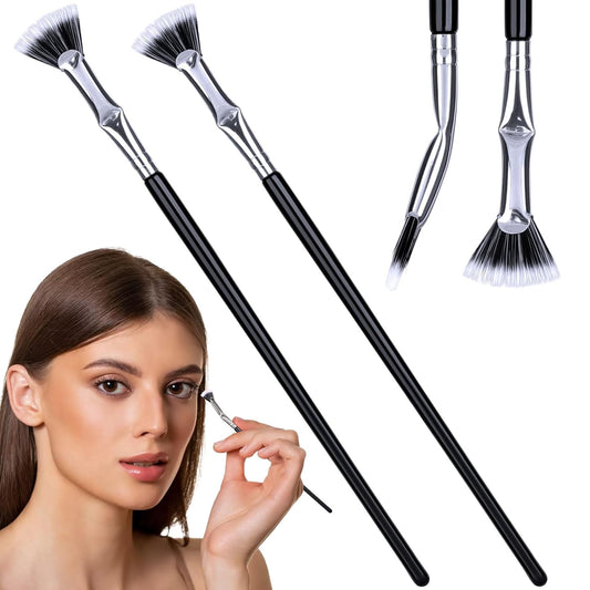 PAGOW 2pcs Folding Angle Scalloped Lash Brush, Mascara Fan Brush, Eyelash Comb Separator Makeup Tool, Multifunctional Fan Shaped Mascara Brush with Soft Bristles for Upper Lower Eye Lash-FemmiqueWomen