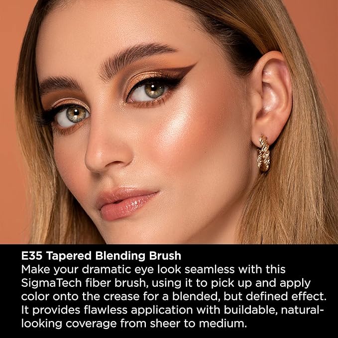Sigma Beauty Professional E35 Tapered Blending Brush – Professional Eyeshadow Brush for Precision Eyeshadow Blending, Softens Dramatic Edges & Harsh Lines for a Well Blended Effect (1 Brush)-FemmiqueWomen