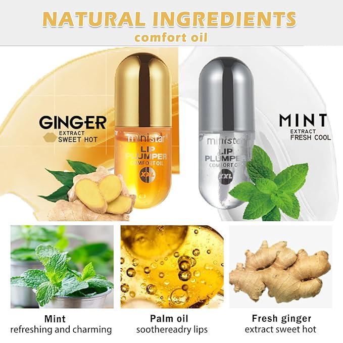 2PCS Lip Plumper Gloss Plumping Lip Gloss Set Natural Moisturizing Lip Plumping Gloss Daily Lip Care Products Lip Plumper Set for Women-FemmiqueWomen