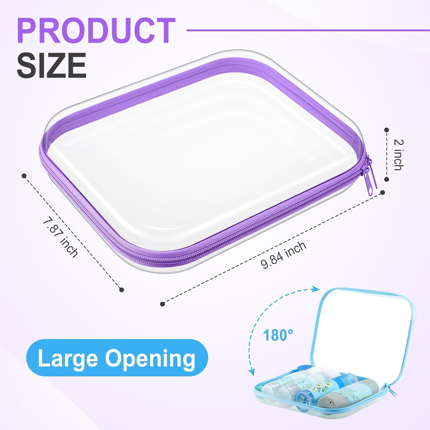 Hoolerry 3 Pcs Clear Hard Zipper Case Plastic Pouch Transparent Hard Case Clear Makeup Bag Portable Travel Organizer Bin for Cosmetics, Building Blocks, Puzzles (Multicolor,M)-FemmiqueWomen