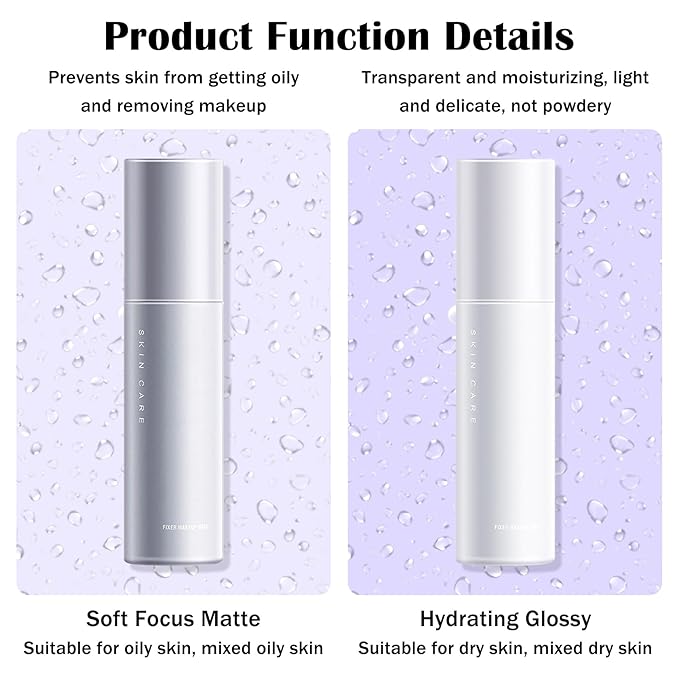2PCS Makeup Setting Spray for Face,Waterproof Setting Spray for Makeup,Long Lasting Oil Control Finishing Holding Face Mist,Refreshing Hydrating Glossy and Matte Fixing Facial Mist Make Up Set A4-FemmiqueWomen