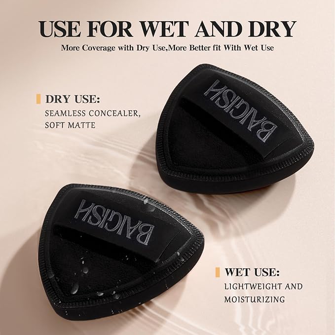 Makeup Sponge 1 Powder Puff +1 Smooth Foundation Brush for Liquid, Cream and Makeup,Super Soft, Makeup Blender, Latex Free Seamless Flawless Soft Setting Couple Set-FemmiqueWomen