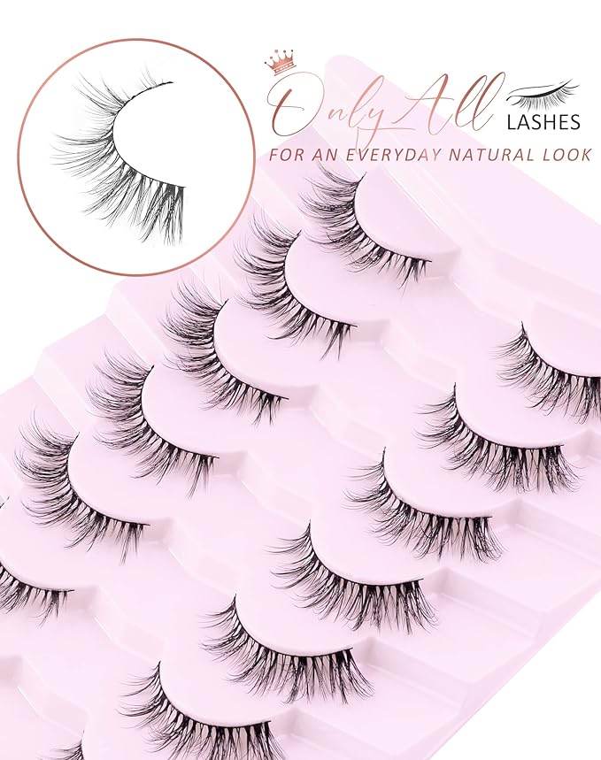 Onlyall Cat Eye Lashes Natural Lashes False Eyelashes Fox Eye Lashes False Lashes 7 Pairs D5-FemmiqueWomen