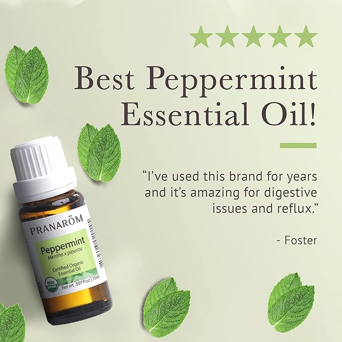 Pranarom USDA Certified Organic Peppermint Essential Oil (15ml), 100% Pure Undiluted Therapeutic Grade from India for Aromatherapy, Diffuser, Topical, Cooling, Massage & Relaxation-FemmiqueWomen