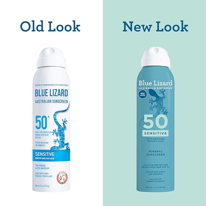 Blue Lizard Sensitive Mineral SPF 50 Spray, Dermatologist-Recommended Brand, Broad-Spectrum UVA/UVB Protection, Water-Resistant, Zinc Oxide Formula, 5 oz-FemmiqueWomen