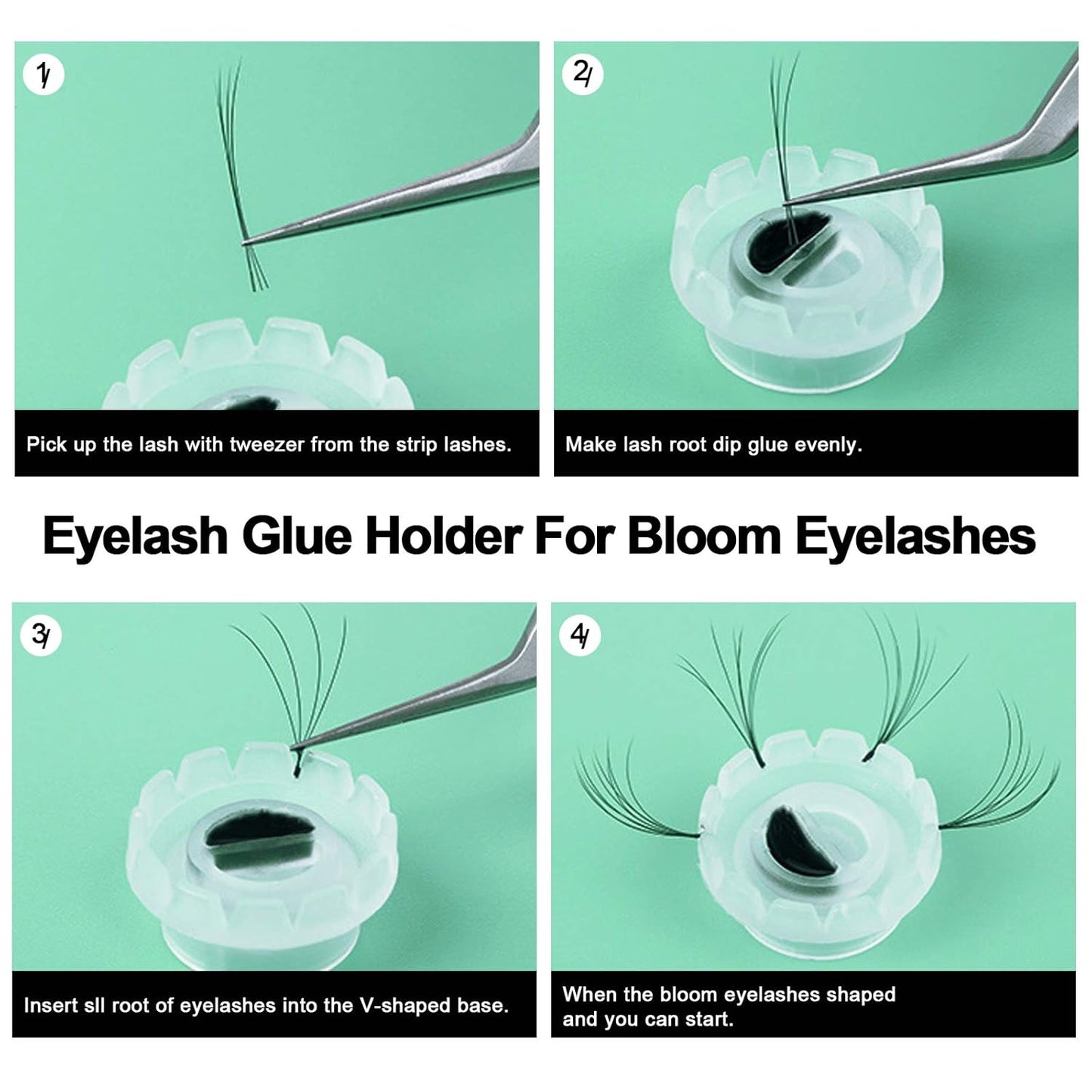 Fenshine 300 PCS Eyelashes Extension Volume Lashes Fan Quick Blossom Cups Lash Glue Holder and Lash Organizer Supplies Tools for Eyelash Extension Supply-FemmiqueWomen