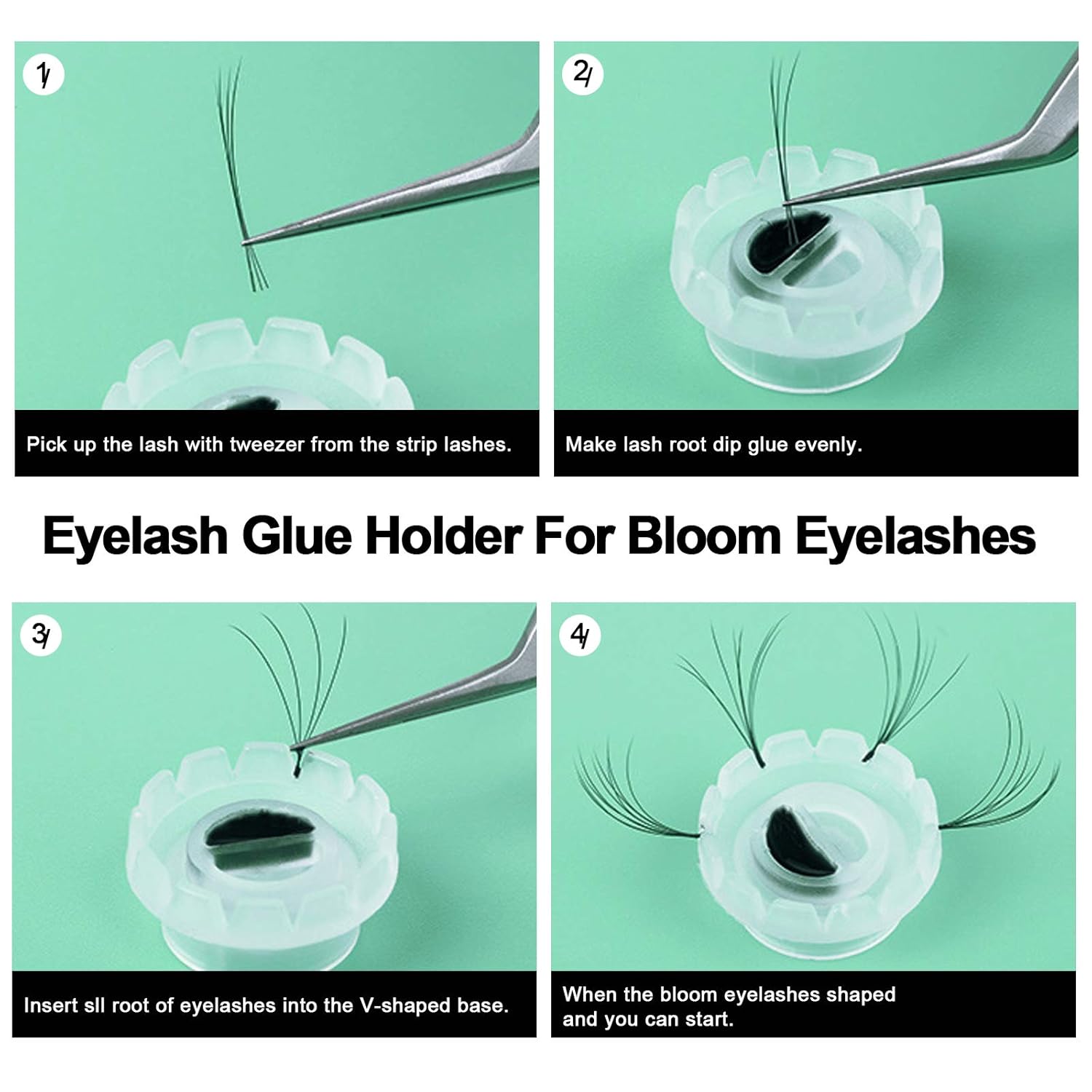 Fenshine 300 PCS Eyelashes Extension Volume Lashes Fan Quick Blossom Cups Lash Glue Holder and Lash Organizer Supplies Tools for Eyelash Extension Supply-FemmiqueWomen