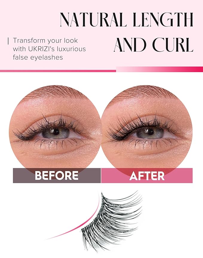 Half Lashes Natural Wispy Corner 3/4 False Eyelashes Clear Band Lashes W02-FemmiqueWomen
