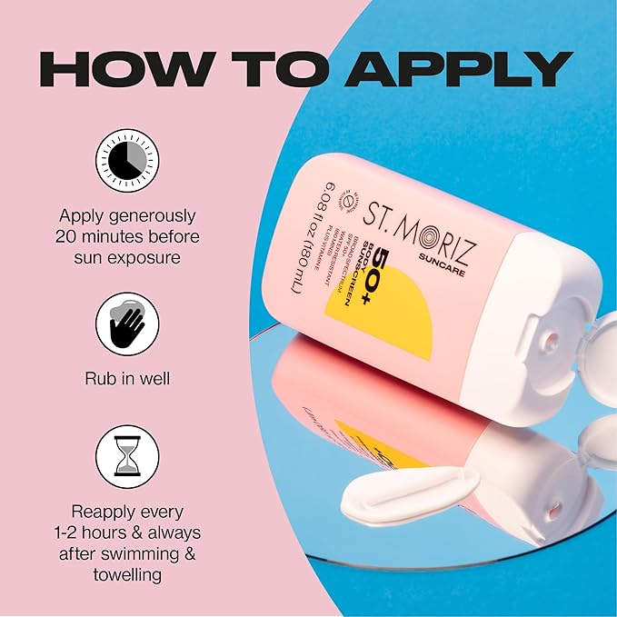 St Moriz Suncare SPF - Sunscreen - Broad Spectrum Protection Water Resistant Sunscreen Moisturizing Lotion + Vitamin E - Oxybenzone & Octinoxate Free - Vegan - Body, 50, Sun Protection Factor (SPF)-FemmiqueWomen