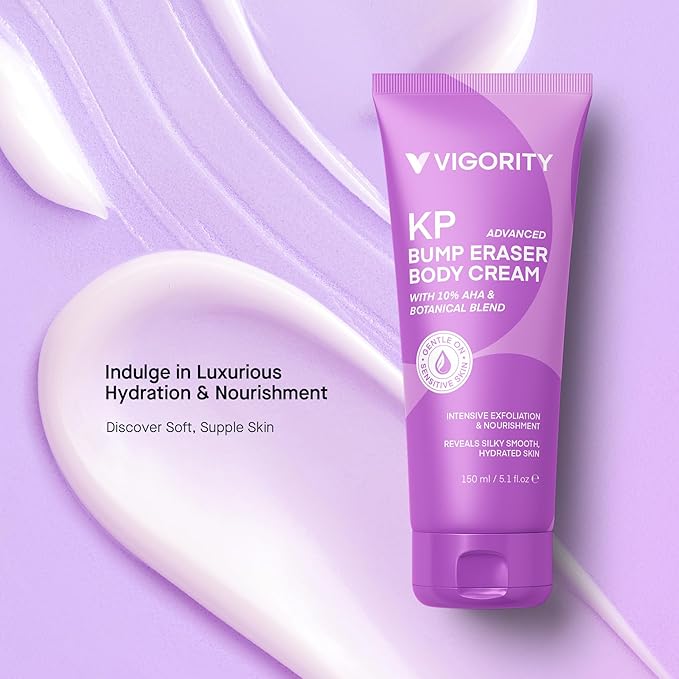 Vigority Keratosis Pilaris Treatment Cream with Lactic Acid – KP Body Bump Exfoliating Moisturizer for Rough, Bumpy, Dry & Flakey Skin, Strawberry Legs – 5.1 Oz-FemmiqueWomen