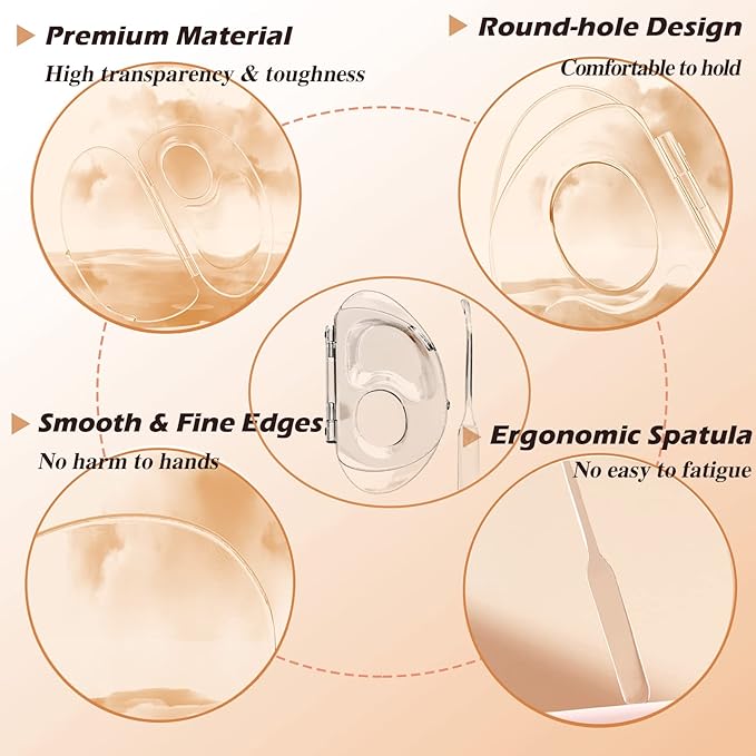 180 Degree Folding Acrylic Makeup Mixing Palette, Plastic Foundation Makeup Facial Palette with Felt Bag, Transparent Spatula Tool for Eyeshadow Liquid Foundation Cosmetic Pigment Mixing-FemmiqueWomen