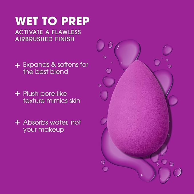 Beautyblender® | Amethyst Beauty Blender Makeup Sponge, Super-Soft Foam Easily Blends Foundations, Powders & Creams, Made in USA, Reusable, Washable, Streak Free Application, Vegan, Cruelty Free-FemmiqueWomen