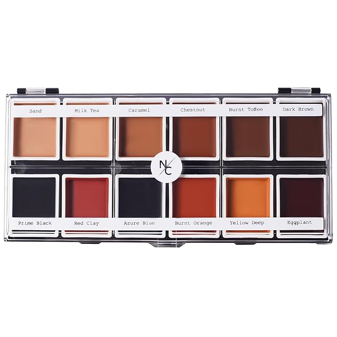 12 Color Dark Flesh Tone Alcohol Activated Makeup Palette for Special Effects - Waterproof Dark Flesh Tone Makeup for Professional Makeup Artists-FemmiqueWomen