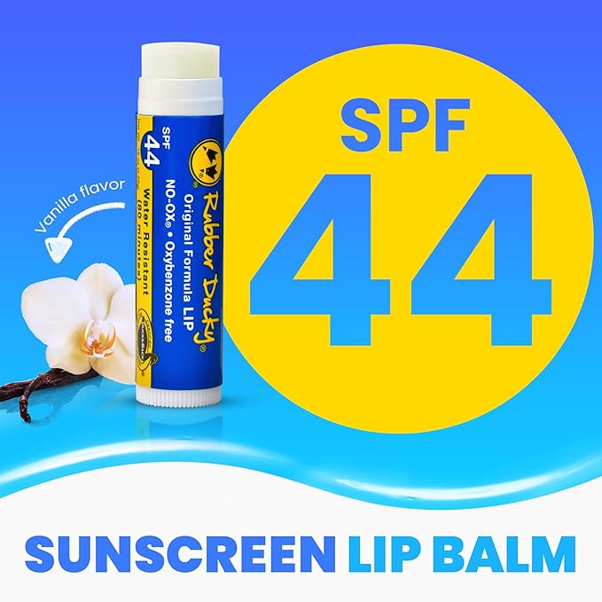 Rubber Ducky | Lip Sunscreen, Lip Balm with SPF 44, Water Resistant Sunscreen Lip Balm | Vegan, Untinted, Vanilla Flavor, with Vitamin E | All Season - Broad Spectrum Sunscreen for Lips-FemmiqueWomen