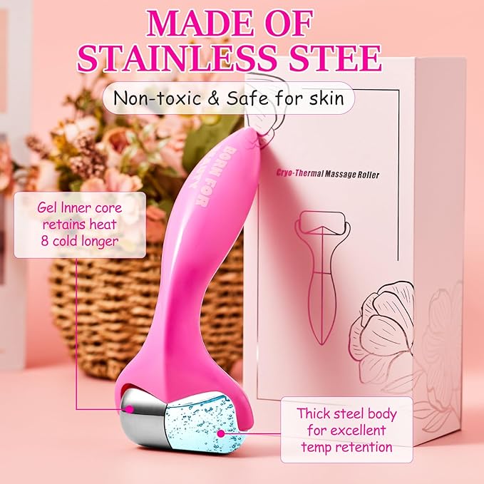 360° Rotating Ice Roller for Face-Stainless Steel Facial Massage Tool for Skin Tightening, Ice Face Roller -Wrinkle Reduction & Dark Circle Relief, Gift for Skincare Enthusiasts.-FemmiqueWomen