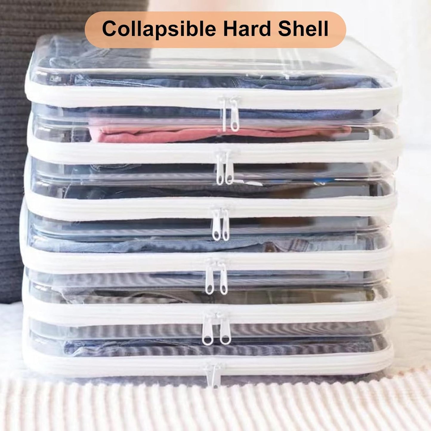 3PCS Clear Zipper Cases, Portable Clear Organizer Pouches for Travel, Double Zippered Hard Shell Plastic Case, Cosmetic Bag for Make Up Tools, Toiletries, Toy Storage(White,2 Pack)-FemmiqueWomen