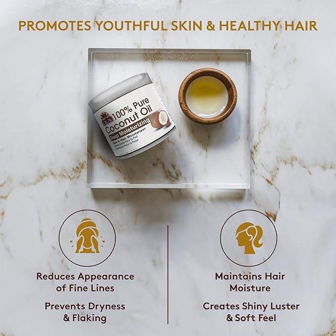 Okay 100% Pure Coconut Oil for Hair & Skin - Coconut Oil for Women & Men, Perfect for Hair & body, Natural Massage Oil & Moisturizer - 6 fl oz Jar (Pack of 1)-FemmiqueWomen