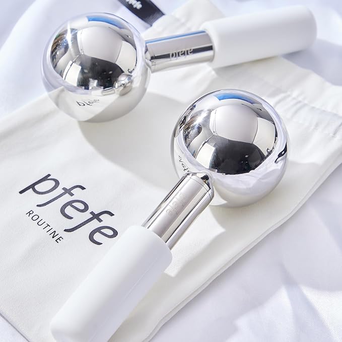 360 Rotating Ice Globes for Face & Eyes, Unbreakable Stainless Steel Cryo Sticks for Beauty Routines, Facials Cold Roller Colling Globes for Puffiness, Wrinkles, Dark Circles, Headaches-FemmiqueWomen