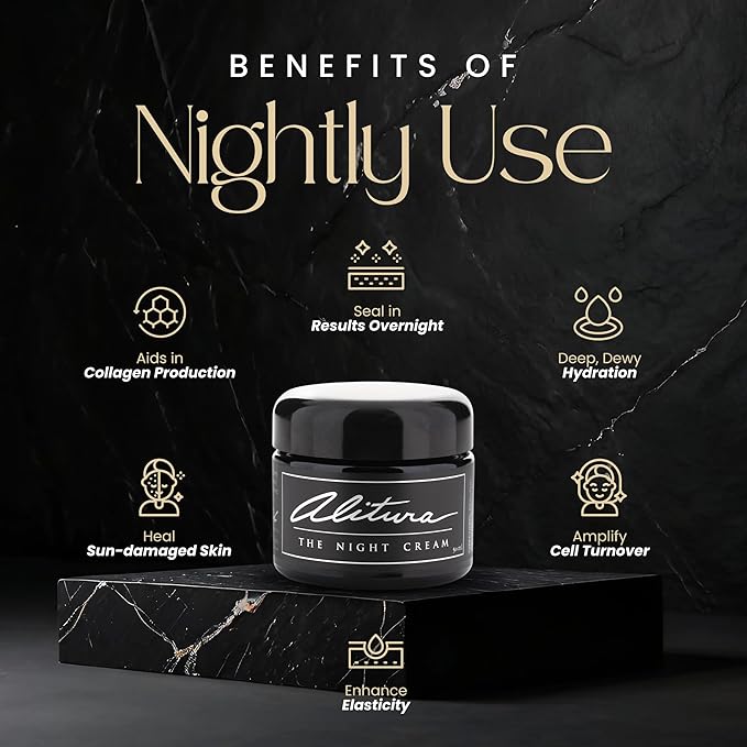 Alitura Hyaluronic Acid Anti-Aging Night Cream – Hydrating Face Moisturizer with 10% Hyaluronic Acid & Superfoods – Wrinkle Cream for Women & Men – Anti-Wrinkle Night Cream for Radiant, Youthful Skin-FemmiqueWomen