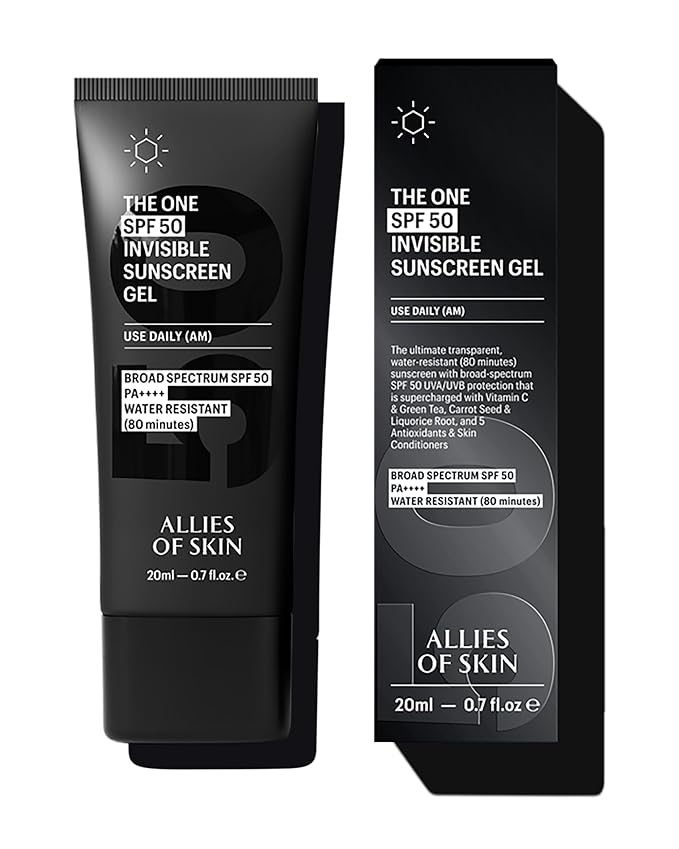 Allies of Skin Daily Face Sunscreen SPF 50, Travel Size | Zero White Cast Lightweight Formula | Dermatologist Tested Under Makeup Primer| Water-Resistant & PA++++ Broad Spectrum UVA/UVB (0.7 oz)-FemmiqueWomen